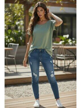 Machine Nouvelle Mode Distressed Skinny Jeans Size 29 Blue Stretch Denim Women’s